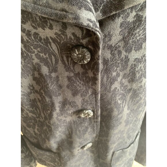 J Jill Floral Velvet Embossed Jacquard Button Up Blazer Black Size 20 - Picture 10 of 11